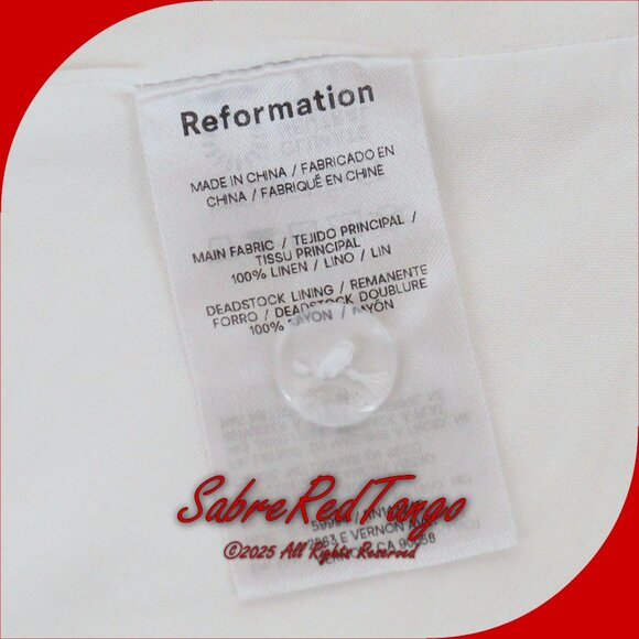 EUC Reformation Petites Balia Linen Dress Midi Sundress Women's 2P White - Picture 5 of 6